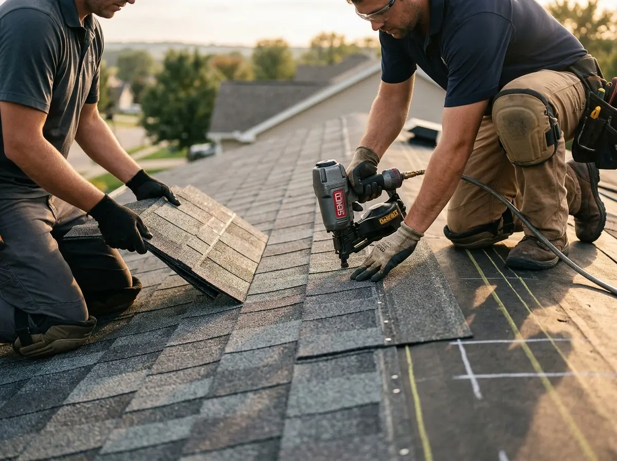 Professional roofer working on a residential roof in Silver Lakes